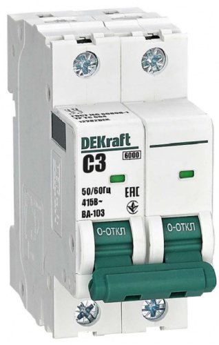 Выключатель автоматический DEKraft ВА-103 2п 3А C 6кА картинка